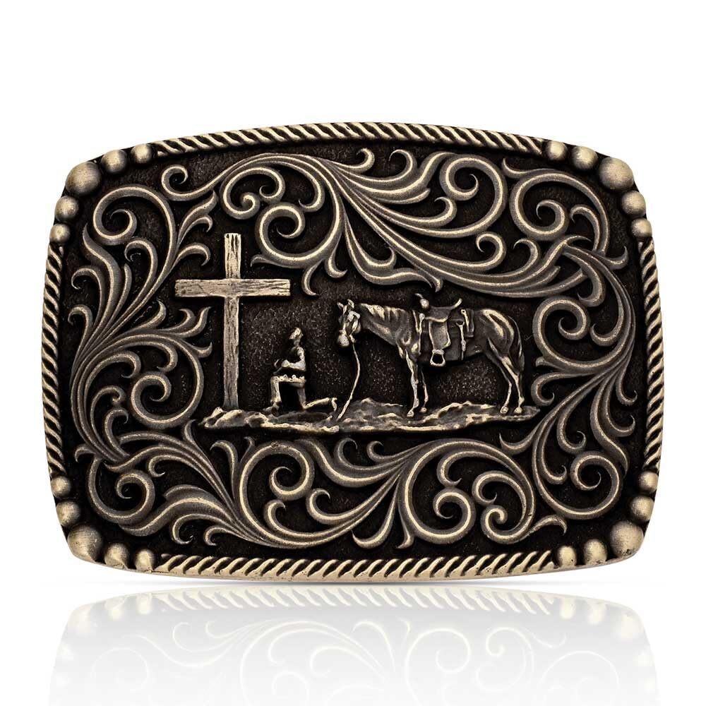 9529 Christian Faith Series Attitude Western Belt Buckle Surrounded by